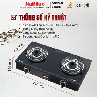 Bếp Gas Đôi Mặt Kính Cao Cấp NaMilux DL2463PG/NH-D3436PG – Công Suất Mạnh 4.2Kw – Kiềng Bếp Tráng Men – Hàng Chính Hãng