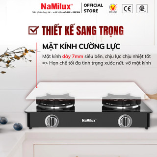 Bếp Gas Đôi Mặt Kính Cao Cấp NaMilux DL2463PG/NH-D3436PG – Công Suất Mạnh 4.2Kw – Kiềng Bếp Tráng Men – Hàng Chính Hãng