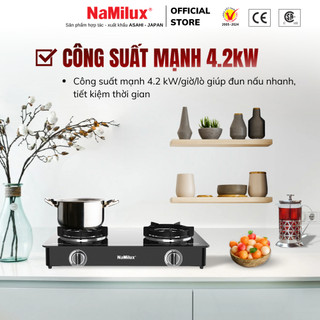 Bếp Gas Đôi Mặt Kính Cao Cấp NaMilux DL2463PG/NH-D3436PG – Công Suất Mạnh 4.2Kw – Kiềng Bếp Tráng Men – Hàng Chính Hãng