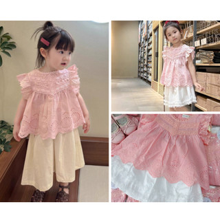 [B&G] Sét bộ áo ren hồng bánh bèo phối cùng quần culottes, chân váy cho bé gái từ 10-45kg(2-12 tuổi)