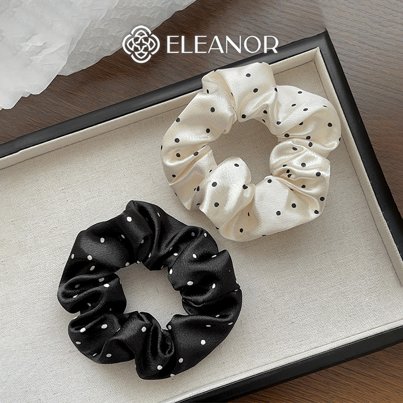 Dây buộc tóc nữ scrunchies Eleanor Accessories vải trơn phối chấm bi phụ kiện tóc dây cột tóc 10465
