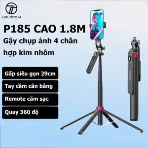 Gậy Chụp Ảnh 4 Chân Selfie P185 Xoay 360 Kiêm Tripod Điện Thoại Để Chụp Hình Quay Video,Livestream Gấp Gọn Kéo Dài 180cm