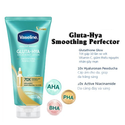 Dưỡng trắng chuyên sâu Vaseline Healthy Bright Gluta Hya Serum Burst Lotion 300ml