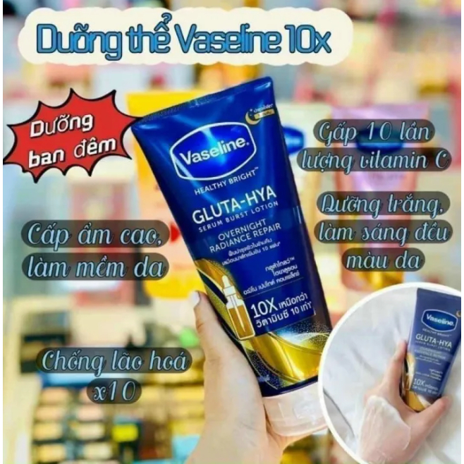 Dưỡng trắng chuyên sâu Vaseline Healthy Bright Gluta Hya Serum Burst Lotion 300ml
