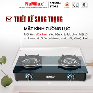 Bếp Gas Đôi Mặt Kính Cao Cấp NaMilux NH-DL3416PG/DL2461PG - Công Suất 2.8 kW/giờ/lò phải - Kiềng Bếp Tráng Men