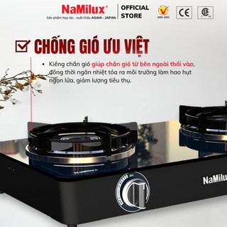 Bếp Gas Đôi Mặt Kính Cao Cấp NaMilux NH-DL3416PG/DL2461PG - Công Suất 2.8 kW/giờ/lò phải - Kiềng Bếp Tráng Men