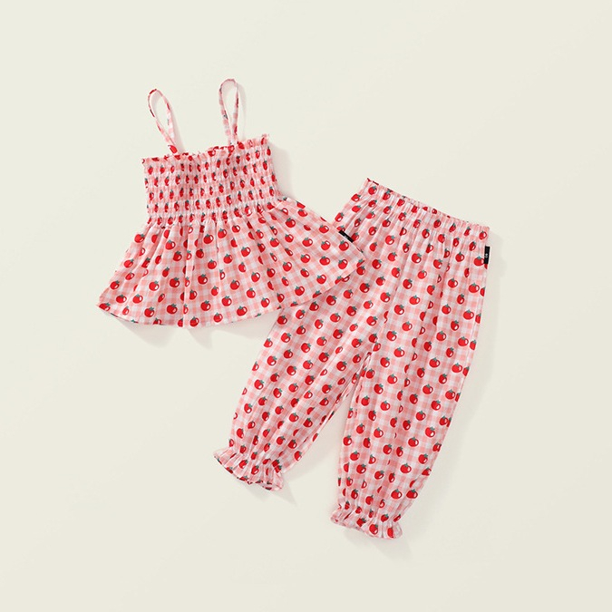 Đồ Bộ Bé Gái, Đồ Bộ Cho Bé Gái Hania Kids, Set Đồ Bộ Họa Tiết Cà Chua Đáng Yêu Chất Liệu Mềm Mại