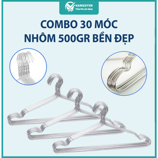 Combo 30 móc nhôm treo quần áo 500gr (L = 45cm) bền nhẹ tiện lợi dễ sử dụng