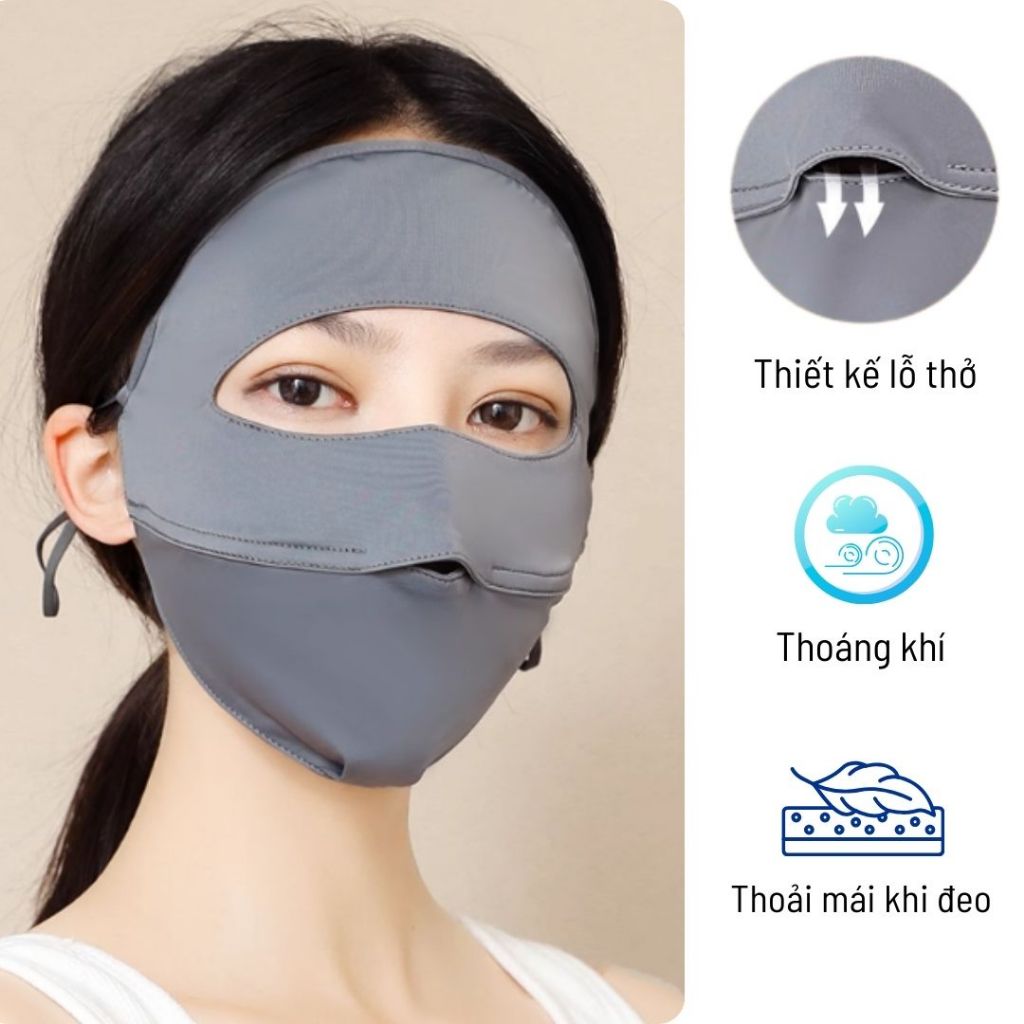 Khẩu trang chống nắng toàn mặt Unicare, khẩu trang Full Face thoáng khí che chắn toàn diện, phù hợp nam và nữ