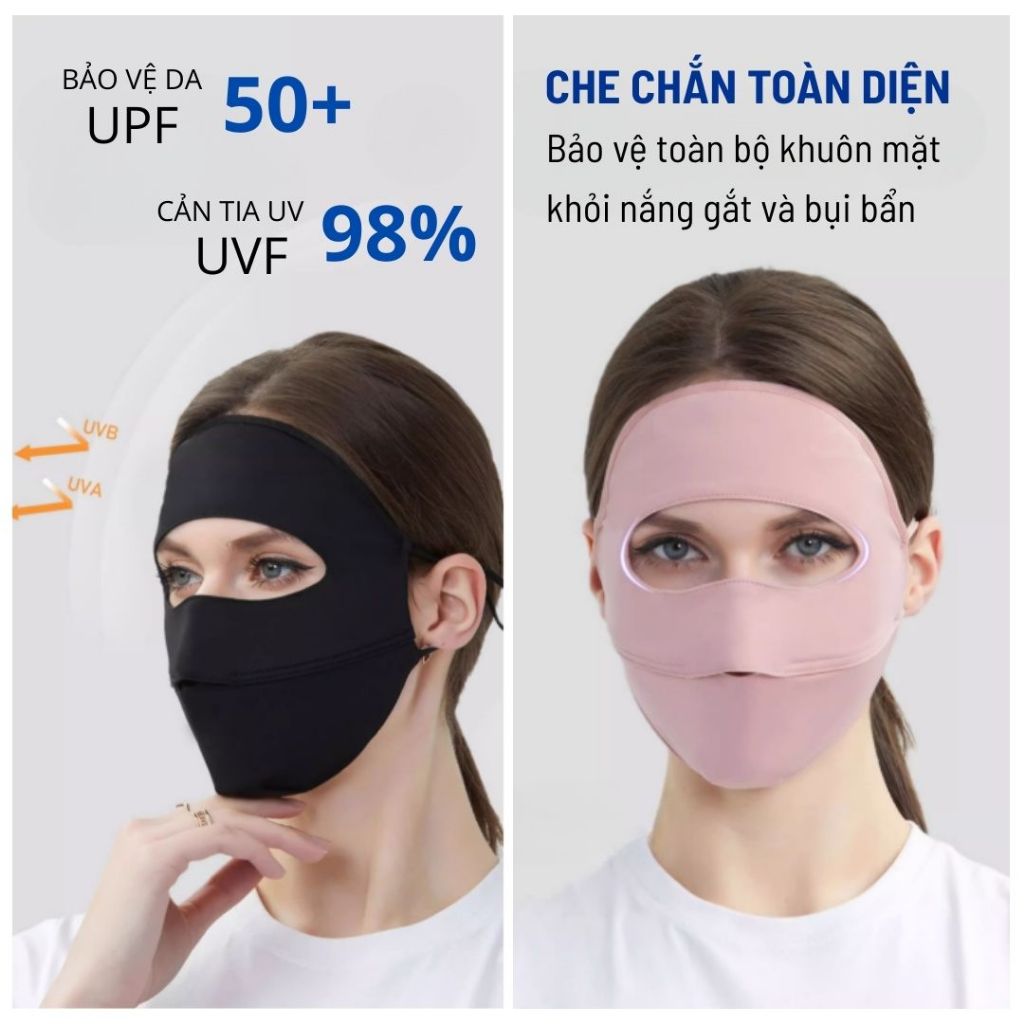 Khẩu trang chống nắng toàn mặt Unicare, khẩu trang Full Face thoáng khí che chắn toàn diện, phù hợp nam và nữ