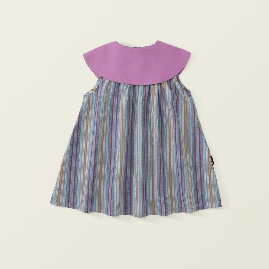 Váy Cho Bé Gái HANIA KIDS Sát Nách Kẻ Sọc Dáng Suông Phối Cổ Sen Tím Chất Liệu Mềm Mại
