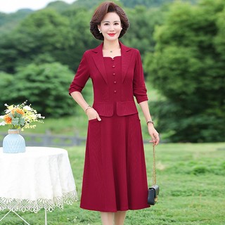 Đầm Dài Tay Cổ Vest Nữ Tính Của Mẹ  VH14