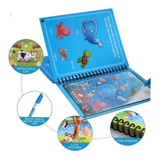 Combo 3 cuốn sách tô màu nước ma thuật tự xoá nhiều chủ đề,tặng kèm 3 bút tô cho bé