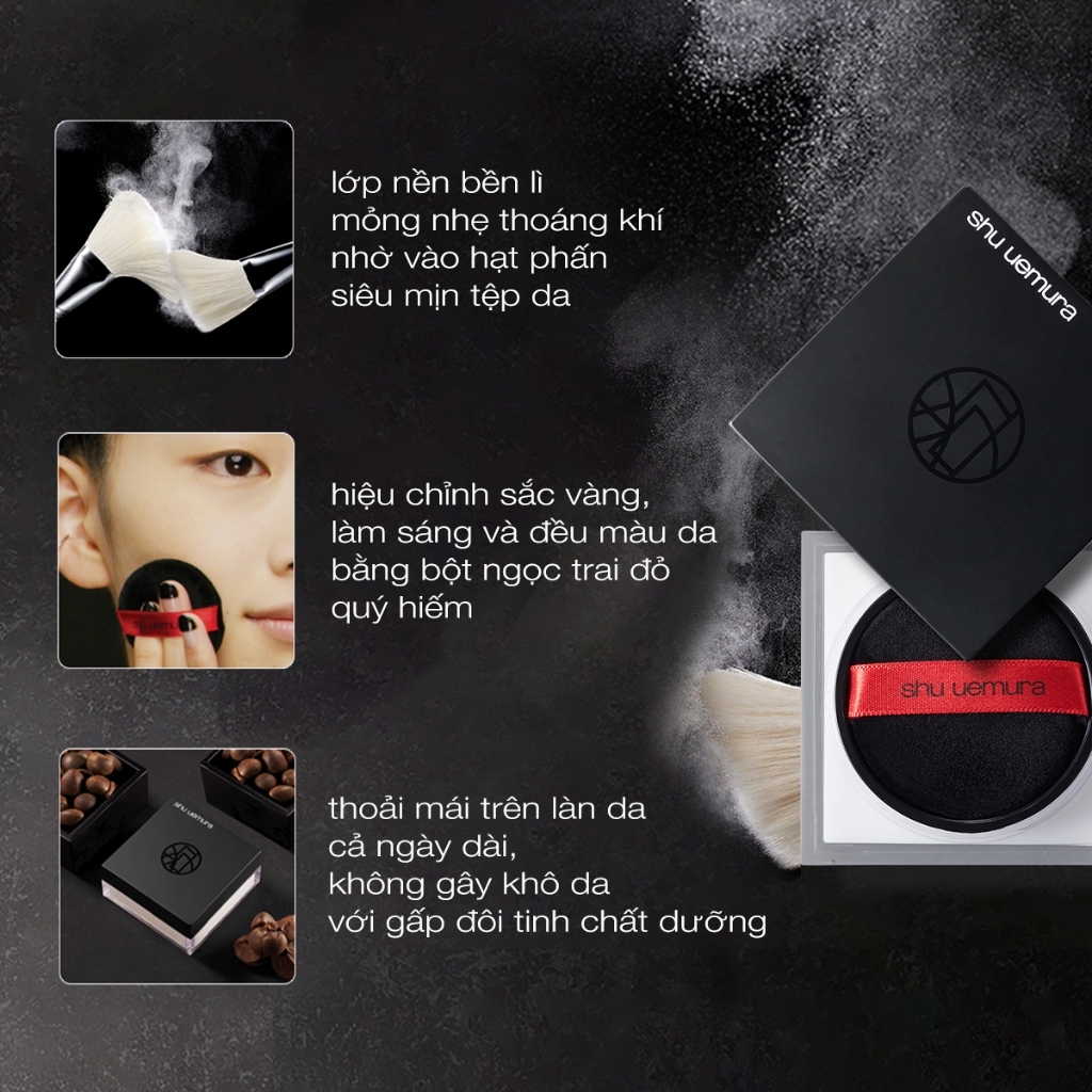 phấn phủ dạng bột siêu mịn mờ lì kiềm dầu lâu trôi shu uemura unlimited mopo breathable fixing loosepowde