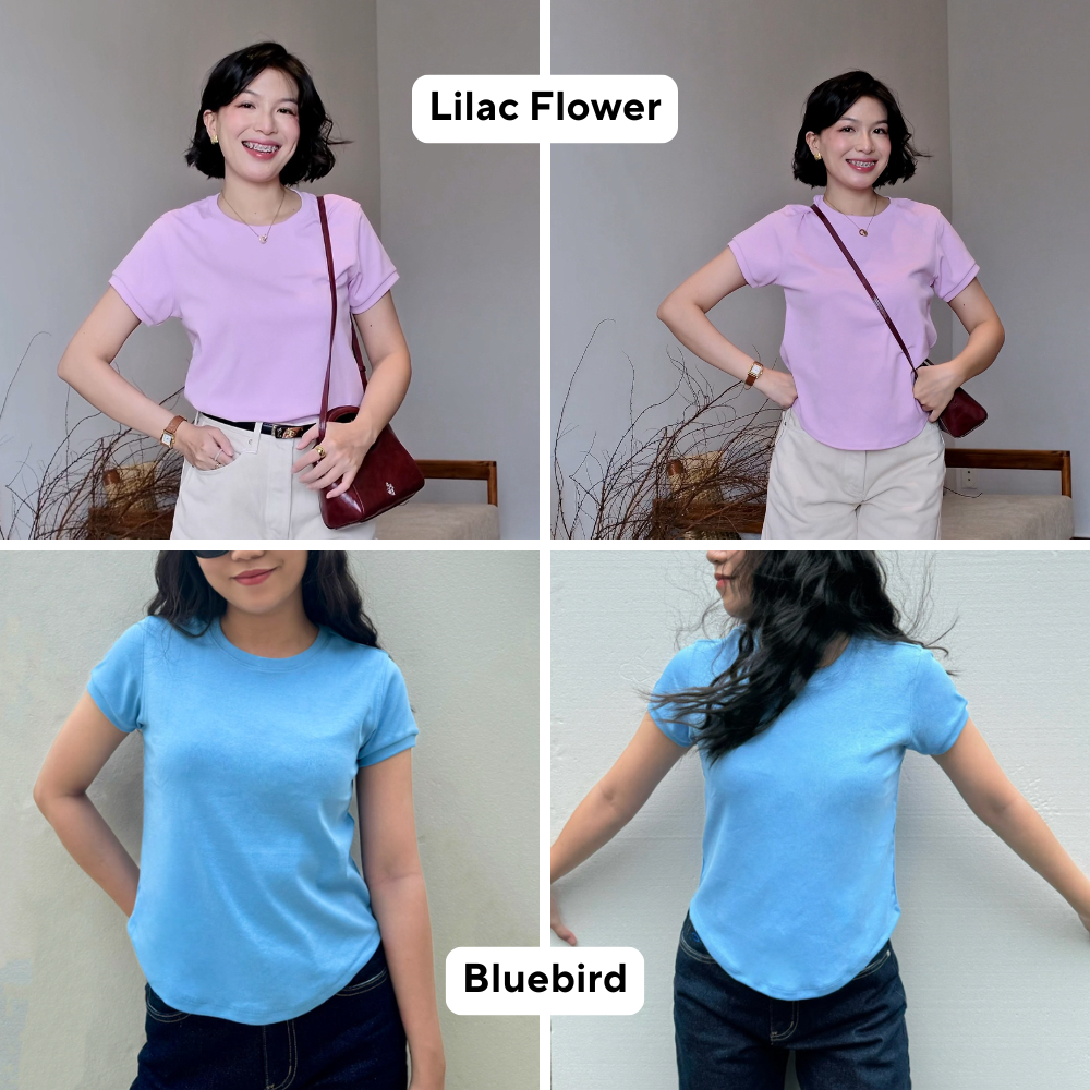 TheBlueTshirt - Áo thun tay ngắn phom ôm vừa vặn, kiểu vạt bầu nữ - 1990s Tshirt