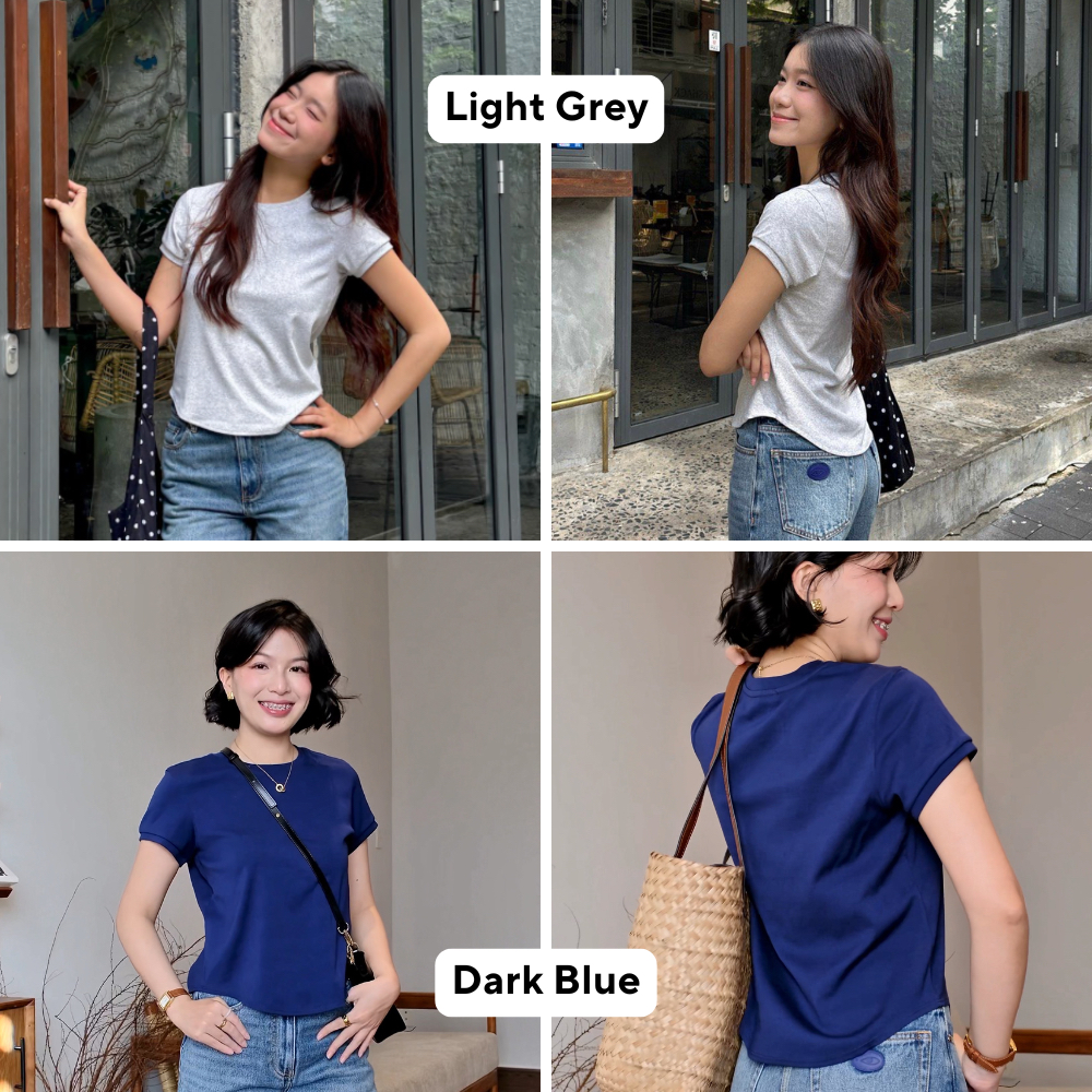 TheBlueTshirt - Áo thun tay ngắn phom ôm vừa vặn, kiểu vạt bầu nữ - 1990s Tshirt