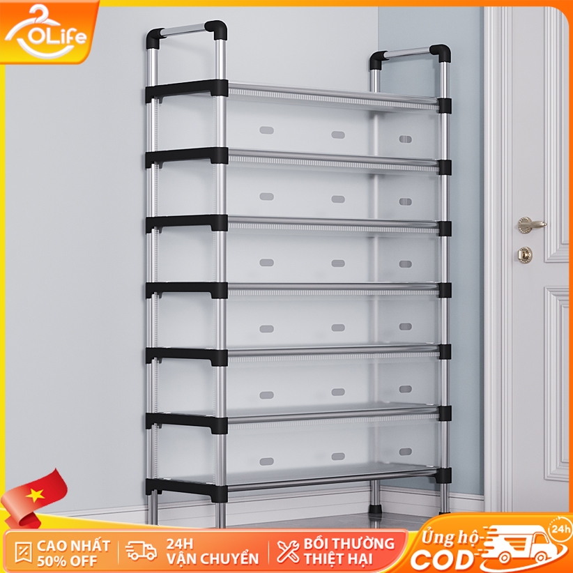 𝐎𝐥𝐢𝐟𝐞 Kệ Inox 5 Tầng Có Vách Ngăn Chắn Bụi, Giá Inox Để Giày Dép 5 Tầng Có Nắp Đậy, Tủ Giày Mới
