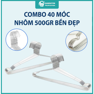 Combo 40 móc nhôm treo quần áo 500gr (L = 45cm) bền nhẹ tiện lợi dễ sử dụng