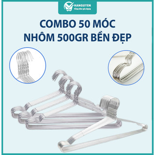 Combo 50 móc nhôm treo quần áo 500gr (L = 45cm) bền nhẹ tiện lợi dễ sử dụng