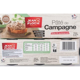 PATE THỊT HEO – CAMPAGNE HIỆU JEAN FLOC’H LỐC 234G( 78G X 3 HỘP)