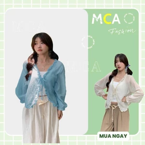 Áo Khoác Cardigan Tay Dài MCA Viền Bèo Buộc Nơ A51442