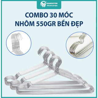 Combo 30 móc nhôm treo quần áo 550gr (L = 45cm) bền nhẹ tiện lợi dễ sử dụng