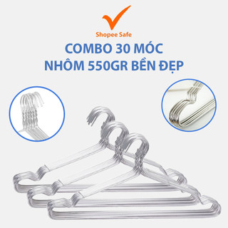 Combo 30 móc nhôm treo quần áo 550gr (L = 45cm) bền nhẹ tiện lợi dễ sử dụng