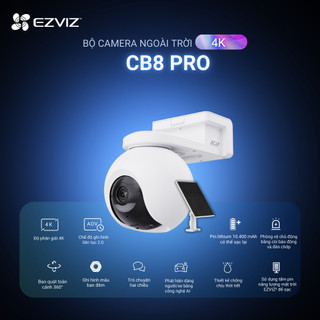 Bộ Camera Pin EZVIZ CB8 Pro 8MP - Pin 10.400mAh, Tự Động Cân Bằng Sáng Thông Minh, AI Nhận Diện Người/Xe, Công Nghệ AOV