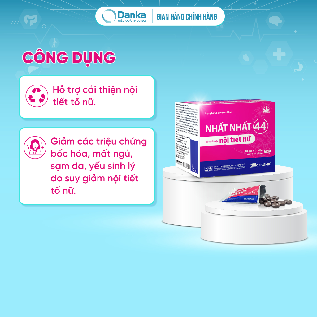 Nhất Nhất 44 - Hỗ trợ cải thiện nội tiết tố nữ, giảm bốc hoả, mất ngủ, sạm da