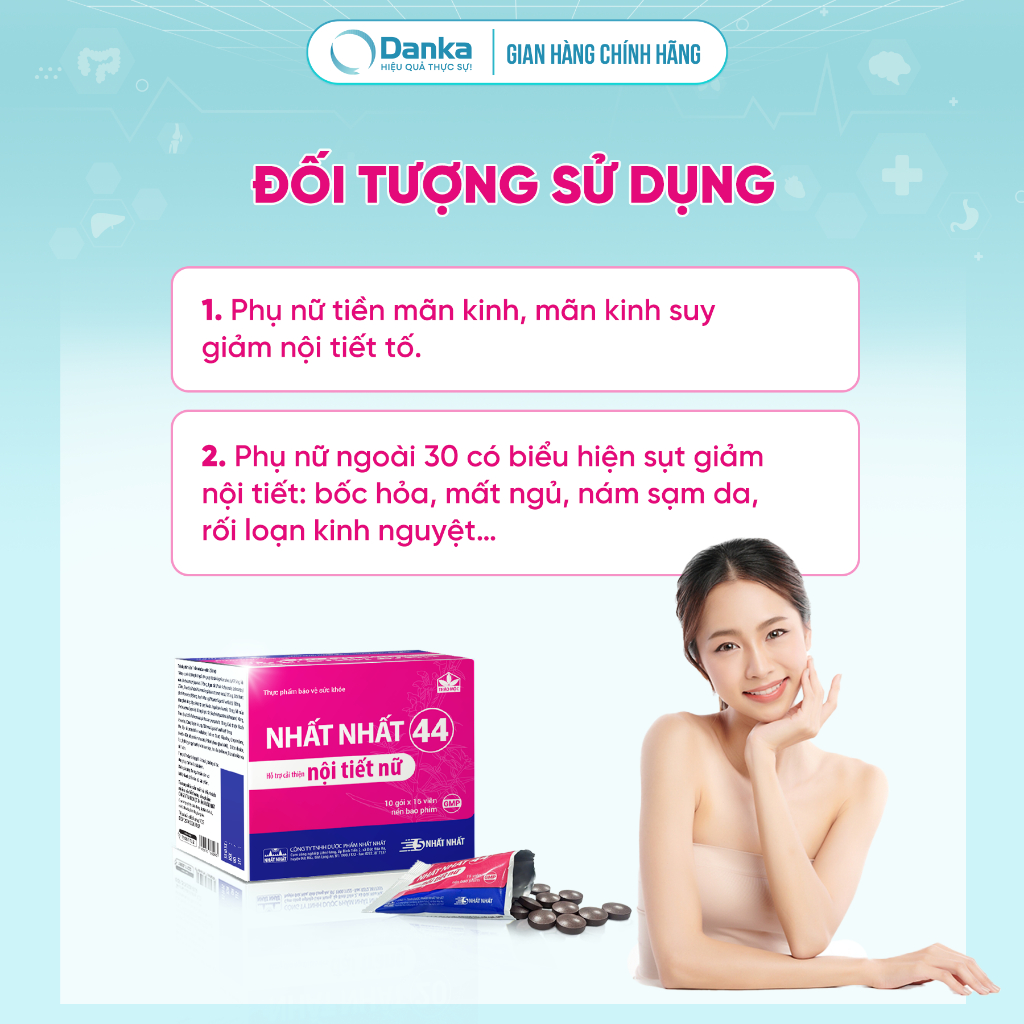 Nhất Nhất 44 - Hỗ trợ cải thiện nội tiết tố nữ, giảm bốc hoả, mất ngủ, sạm da