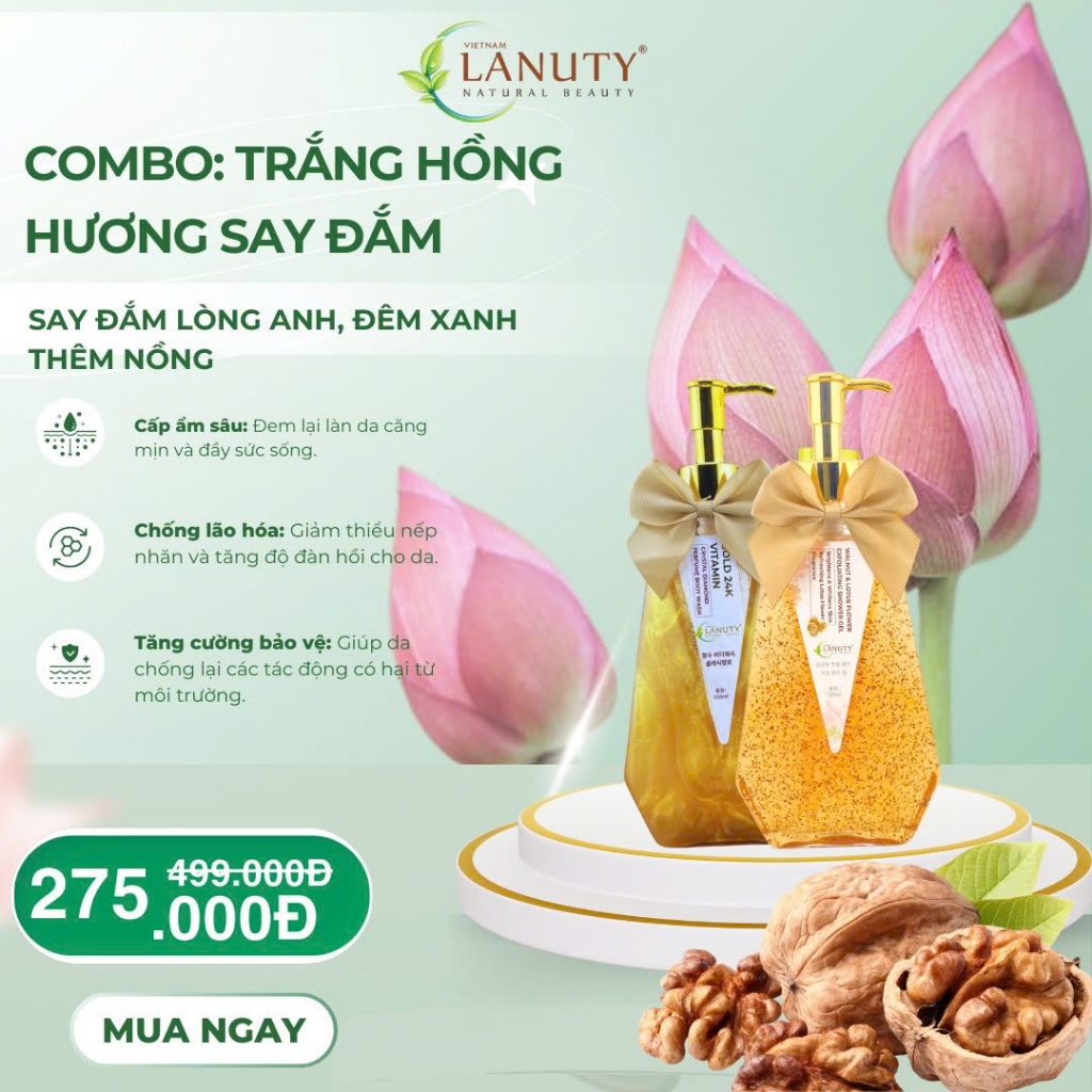 Sữa Tắm Dưỡng Trắng & Tẩy Da Chết LANUTY 500ml
