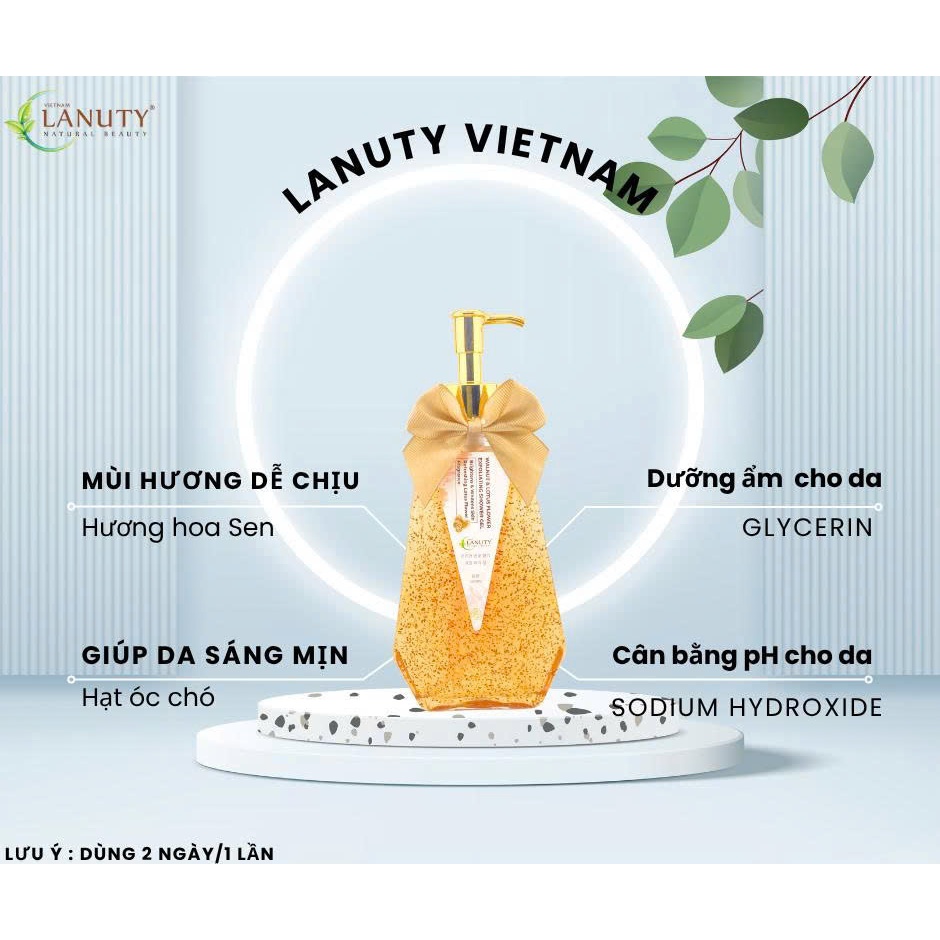 Sữa Tắm Dưỡng Trắng & Tẩy Da Chết LANUTY 500ml