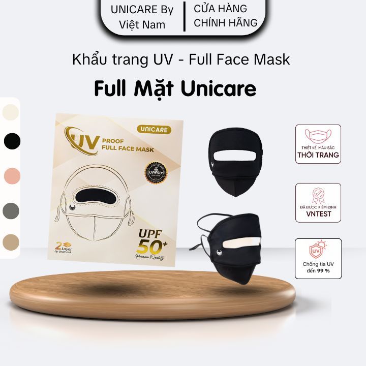 Khẩu trang toàn mặt Unicare UV Proof Full Face Mask – Chống nắng UPF50+, 2 lớp, chống tia UV