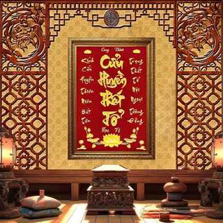 Tranh Gia Tiên Cửu Huyền Thất Tổ tráng gương đóng khung