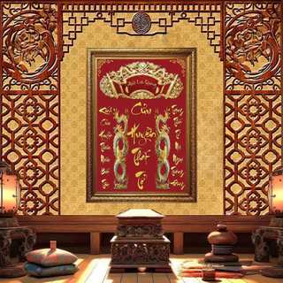 Tranh Gia Tiên Cửu Huyền Thất Tổ tráng gương đóng khung