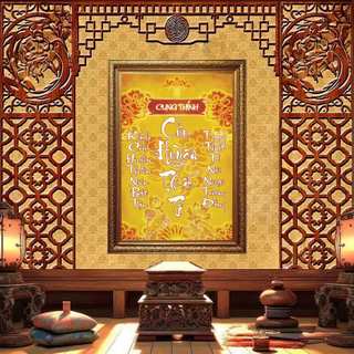 Tranh Gia Tiên Cửu Huyền Thất Tổ tráng gương đóng khung