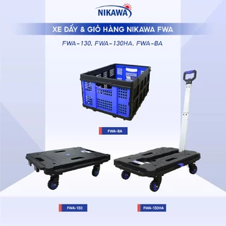 Xe đẩy và Giỏ nhựa đựng hàng NIKAWA cao cấp 4 bánh cao su chống ồn FWA-130, FWA-130HA, FWA-BA bảo hà