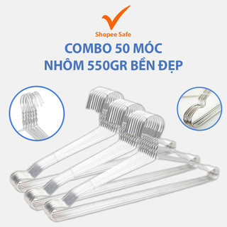 Combo 50 móc nhôm treo quần áo 550gr (L = 45cm) bền nhẹ tiện lợi dễ sử dụng