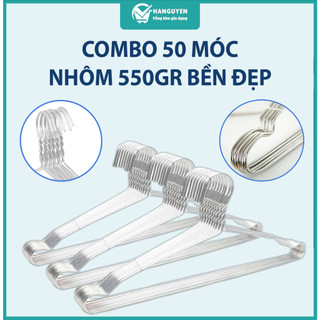 Combo 50 móc nhôm treo quần áo 550gr (L = 45cm) bền nhẹ tiện lợi dễ sử dụng