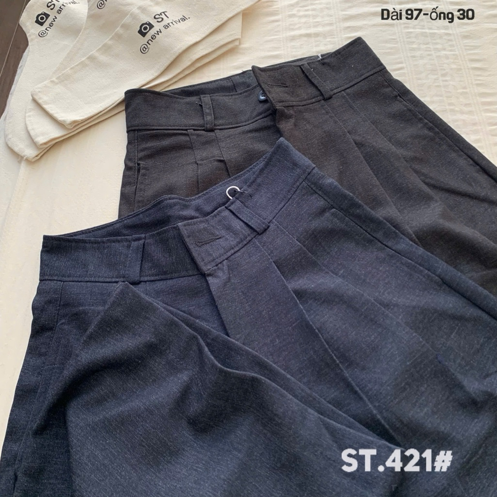 Quần Jeans Lạnh Ống Rộng From Suông Eo Cao Chất Vải Mềm Chống Nhăn Basic Hàn Quốc SANA CLOSET