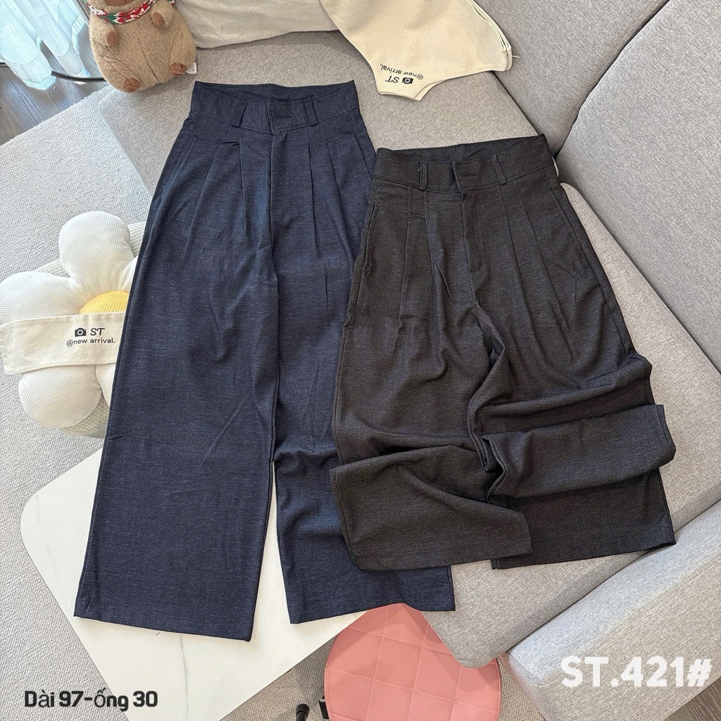 Quần Jeans Lạnh Ống Rộng From Suông Eo Cao Chất Vải Mềm Chống Nhăn Basic Hàn Quốc SANA CLOSET