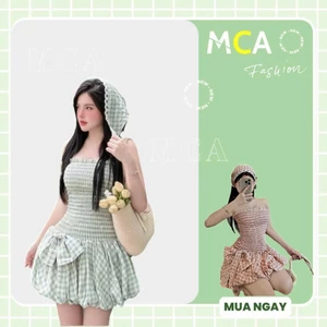 Đầm Ống Nhún Tà Bí Đính Nơ MCA Kiểu dáng ôm body gợi cảm D120