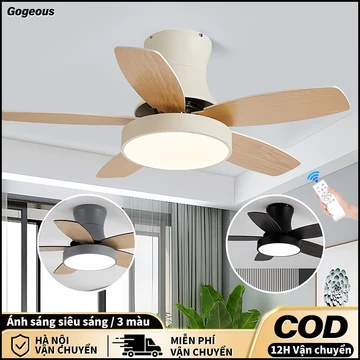 Quạt Trần Đèn dành cho Trần Nhà Thấp - Đèn Quạt trần Bắc Âu [5 cánh Đường kính 132cm, Bóng đèn led]