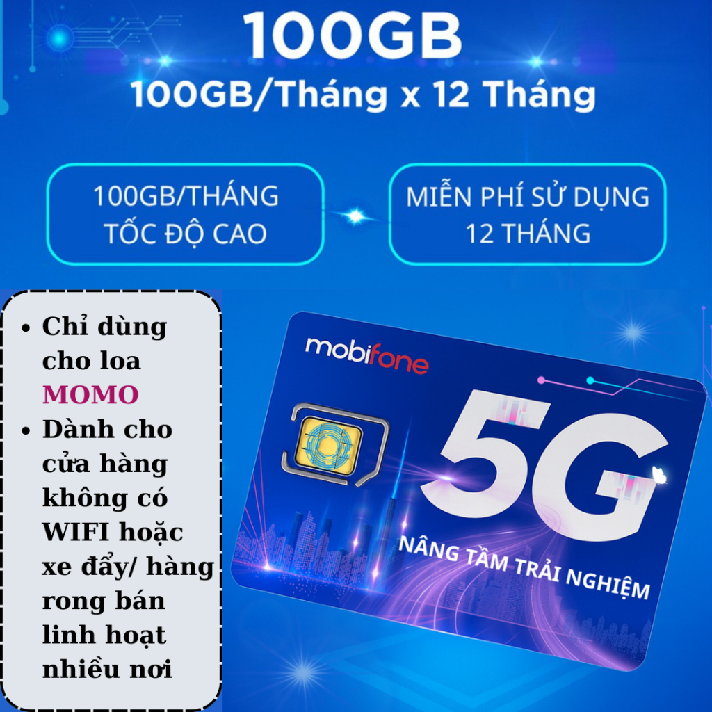 (Hỏa Tốc 4H) Sim 5G Mobiphone Chỉ Dành Riêng Cho Loa MoMo - 100GB/Tháng ...