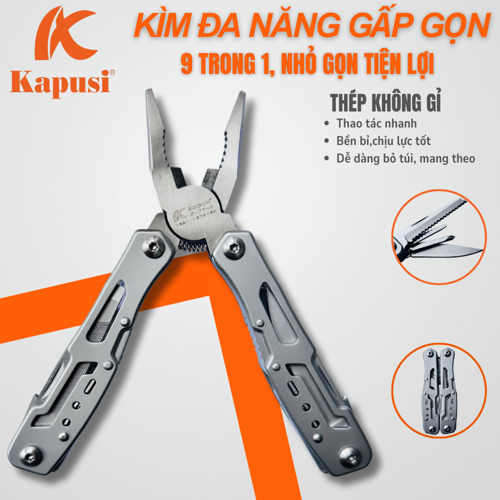 Kìm đa năng KAPUSI 9in1 Japan gấp gọn K9508 – Tiện lợi, chắc chắn, dễ mang theo