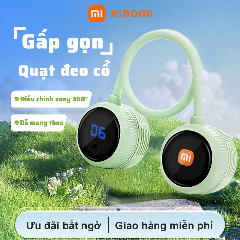 Quạt Đeo Cổ Xiaomi Di Động Quạt Treo Cổ Tích Điện Mini Màn hình LCD Gió Mạnh 6 Cấp Độ