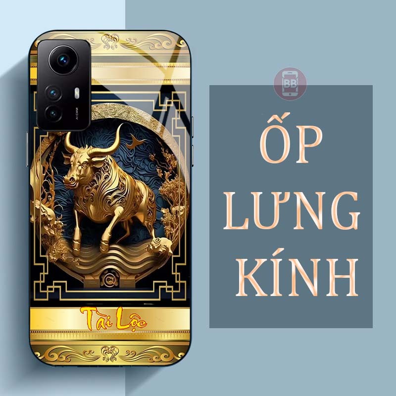 Ốp Lưng XIAOMI REDMI NOTE 12S Mặt Lưng Kính Cường Lực In Hình 12 con giáp Tài Lộc