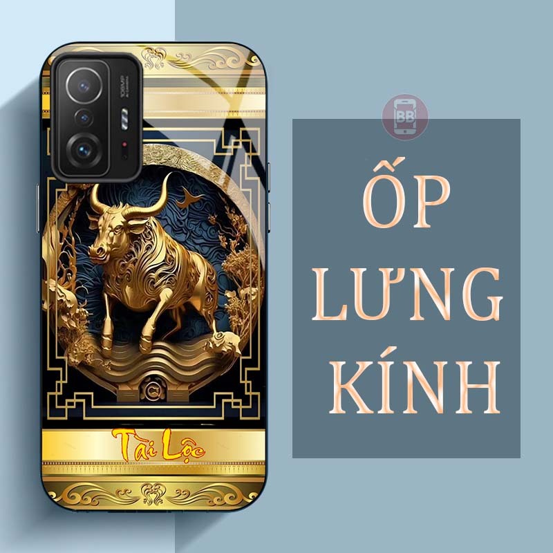 Ốp Lưng XIAOMI 11T 5G, 11T PRO 5G Mặt Lưng Kính Cường Lực In Hình 12 con giáp Tài Lộc