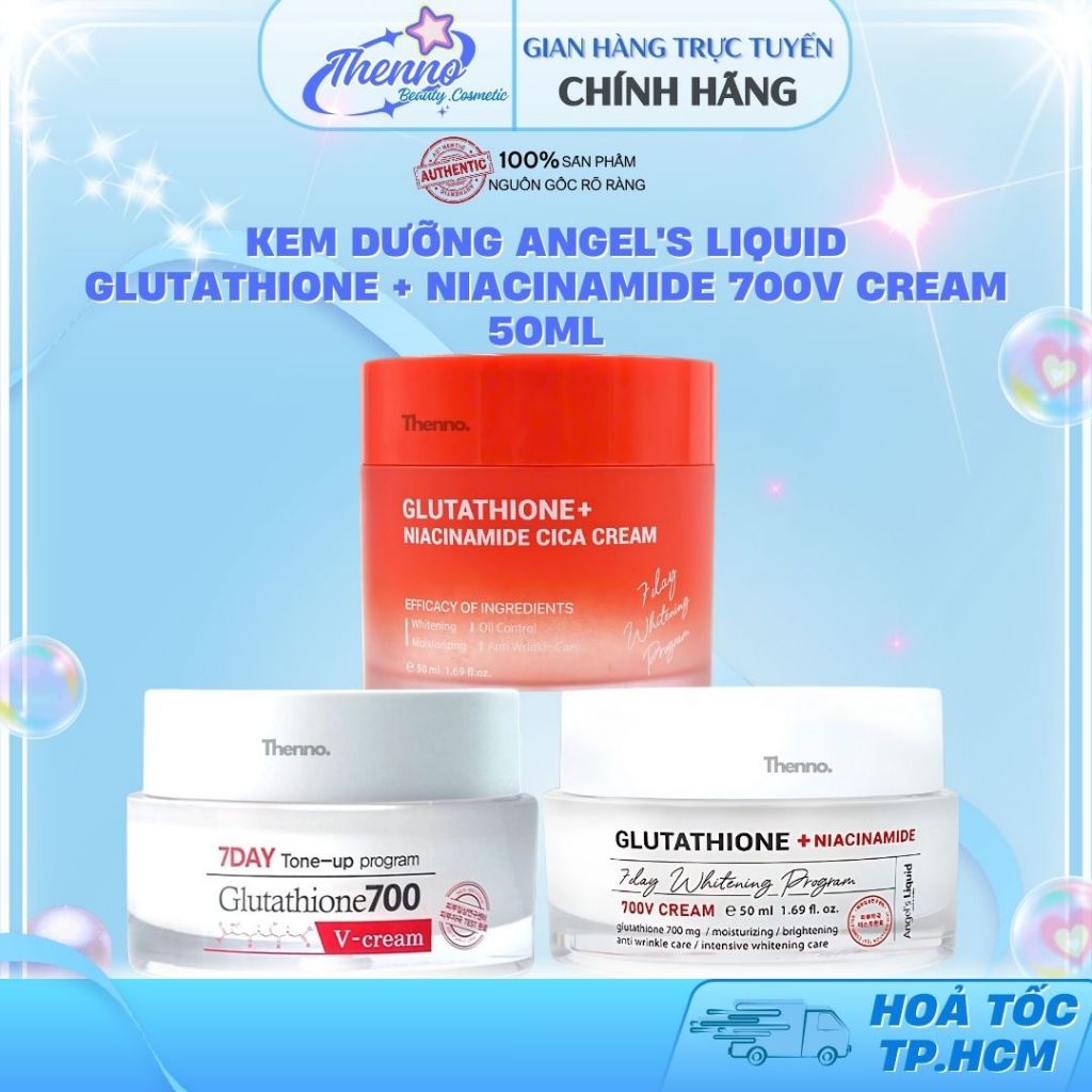 glutathione 700 review Kem Dưỡng Trắng Da Angel's Liquid 7 Day Whitening Program Glutathione 700  V-Cream/Glutathione +Niacinamide 50ml Hàn Quốc