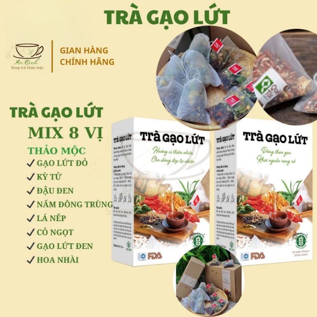 Trà Gạo Lứt Mộc Tâmix 8 Vị Thảo Mộc Thanh Lọcơ Thể Bảo Vệ Gan Giúp Giảm Cân Giữ Dáng Đẹp Da (Hộp 20 Gói Trà) - Hình Ả...